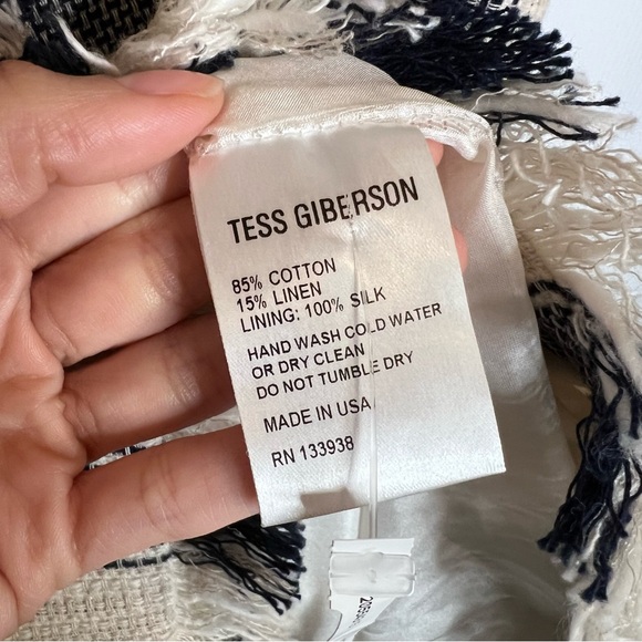 NWT TESS GIBERSON Linen and Cotton Blend Striped Shift Dress. Size 0 - Picture 7 of 8